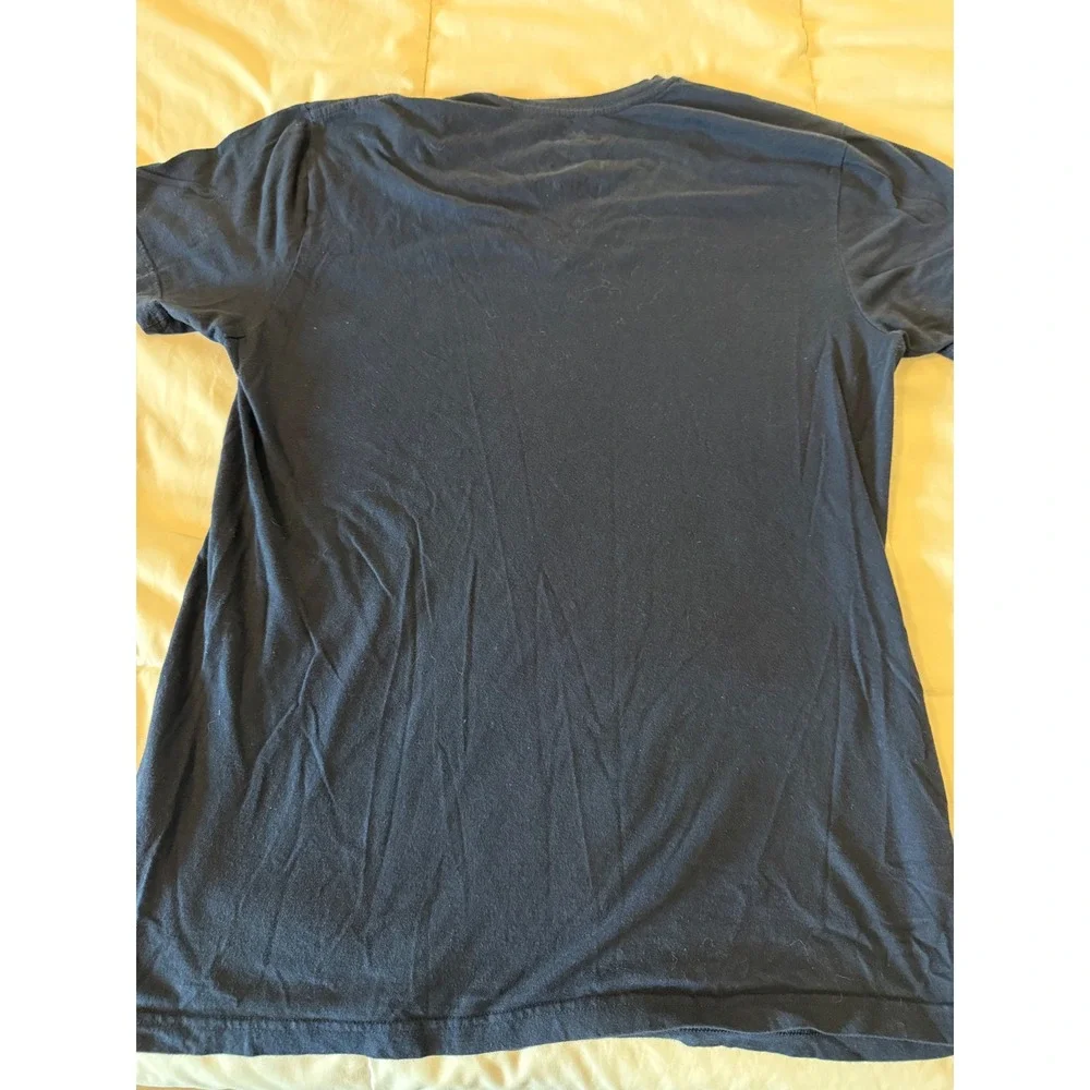 Polo Ralph Lauren Mens V-Neck T-Shirt Navy Blue Classic Fit Cotton Size M